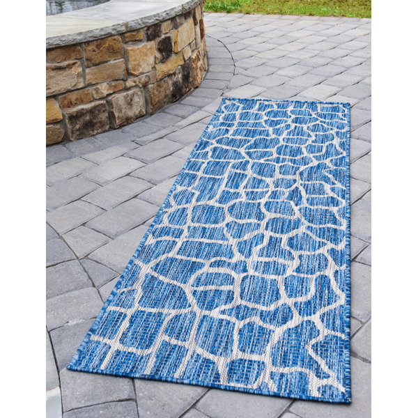 House of Hampton® Muro Animal Print Blue/Gray Indoor / Outdoor Area Rug